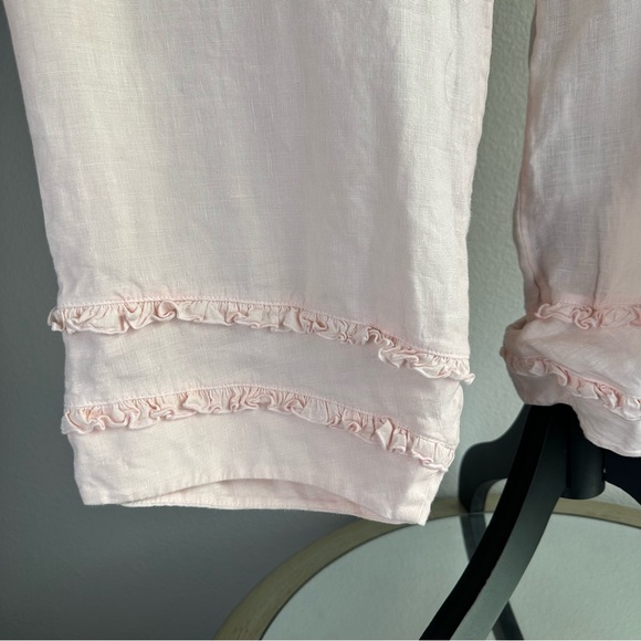 Bryn Walker 100% Linen Bloomer Pant Womens Small Light Pink High Rise Ruffle Hem - Picture 4 of 13